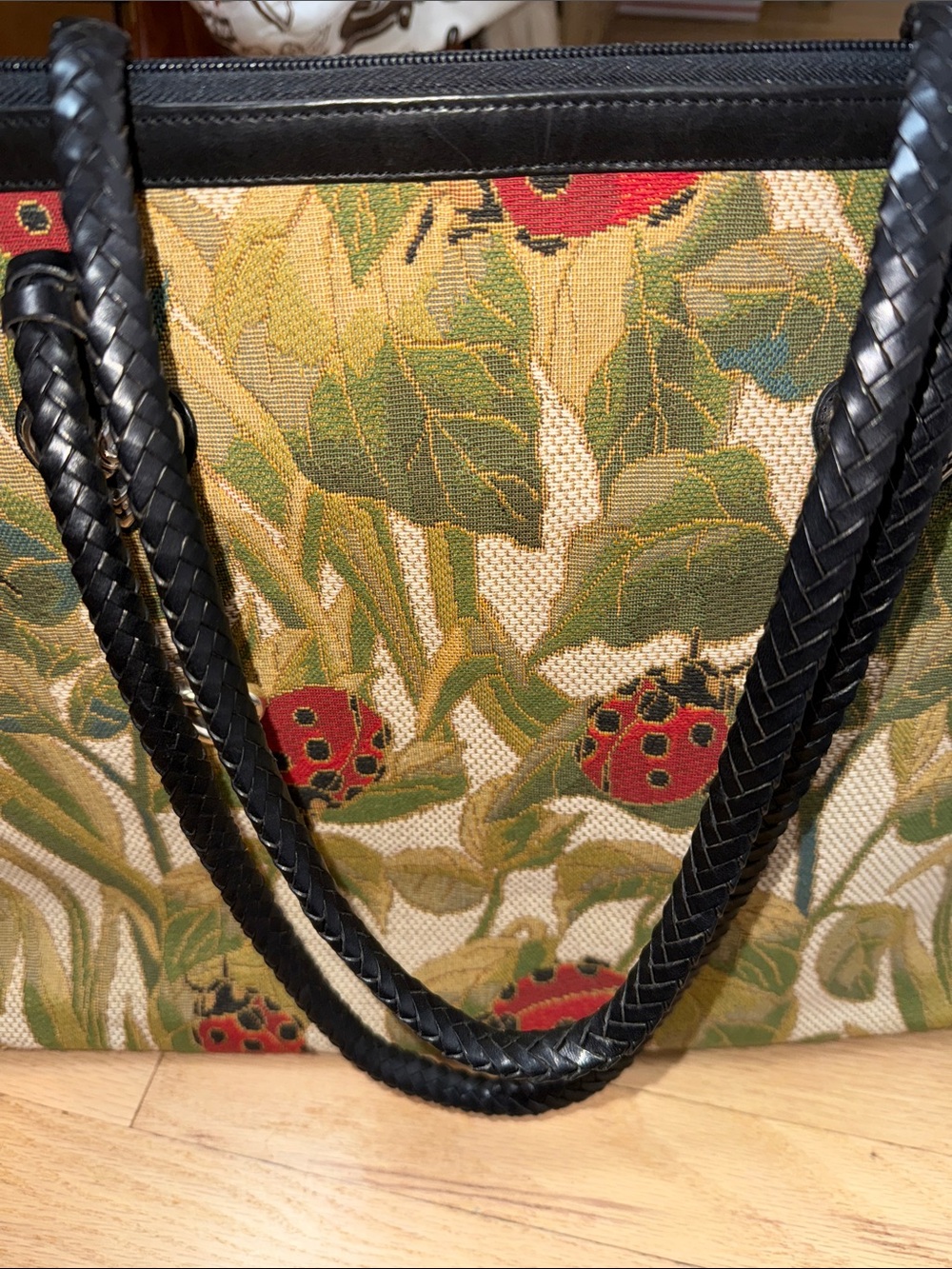 Brighton collection tapestry ladybug satchel weekender tote bag travel vintage - Picture 14 of 17